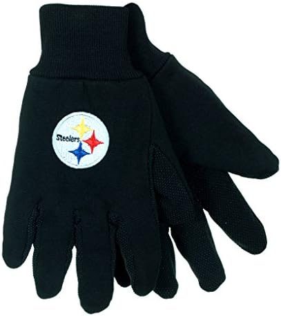 NFL Football Multi Color Team Logo Sport Gloves - Pick Team (Pittsburgh Steelers-BLK)