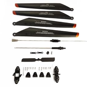 Updated Main Blade set A B 9053-04+Quick Wear Parts(balance bar/connect buckle/main blade grip set/bottom fan clip/inner shaft/tail blade for The Double Horse 9053 Gyro Helicopter