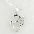 Om or Aum Pendant in Sterling Silver on a 16" Box Chain, #8522