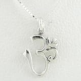 Om or Aum Pendant in Sterling Silver on a 16 Box Chain, #8522