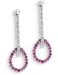 14k White Gold Diamond & Ruby Post Earrings. Carat Wt- 0.2ct. Gem Wt- 0.38ct