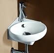 ELANTI 1103 Porcelain White Corner Wall-Mounted Oval Compact Sink