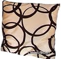 Cream Gold With Black Velvet Circles FAUX SILK FILLED CUSHION - 18" x 18"