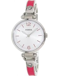Fossil Georgia Three Hand Stainless Steel And Leather Watch - Pink Es3258