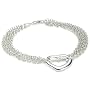 Silver 5 Strand Chain & Heart Bracelet 7"