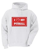 I LOVE MY PITBULL Adult Hoody Sweatshirt WHITE LARGE