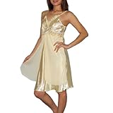 SILK COUTURE Womens Sleepwear Lingerie: Silk Nighty / Lace trimmed Loungewear Pajama Gown Chemise