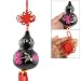 Gino Hanging Ornament Flower Print Wooden Gourd Red Tassels Chinese Knot Decoration