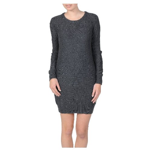Volcom Juniors Twisted Sista Sweater Dress, Charcoal Heather, Medium