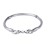 8.3 Inches Silver Plated Snake Chain Bracelet - Pandora Charm Bead Compatible