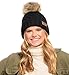 ANGELA & WILLIAM Winter Ultra Soft Thick Snowflake Knit Pom Pom Beanie Skull Ski Hat Cap (Black)