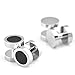 Sirius Jewelry Men's Collection Silver Black Tuxedo Wedding Shirt Stud Set