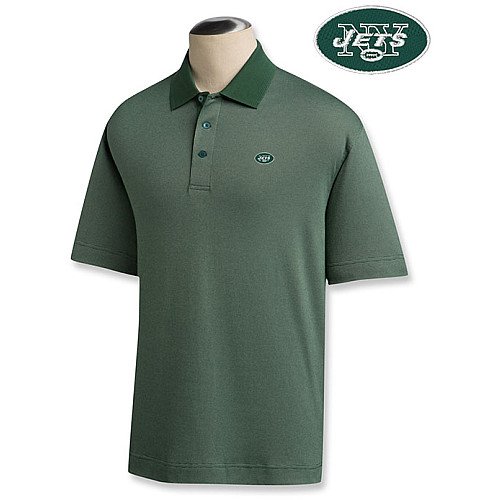NFL New York Jets Men's DryTec Birdseye Polo, Hunter, Medium