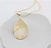 U-Beauty Elegent Water Drop Opal Pendant Golden Long Necklace Sweater Chain for Women