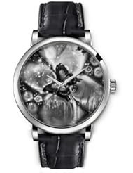 SPRAWL Aanalog Fashion Series Silver Ladies Watches of Genuine Black Leather Strap,Unique Wrist Watch for Women Girls Designed with Butterfly in fantasia