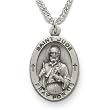 Sterling Silver 7/8 Oval Engraved St. Jude, Patron of Hopeless Causes Medal on 24 Chain