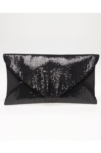 Spiegel Oversized Sequined Satin Clutch