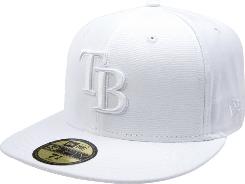MLB Tampa Bay Rays White on White 59FIFTY Fitted Cap (7 1/4)