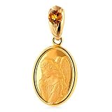 14K Yellow Gold Angel Citrine Birthstone November Cameo Pendant