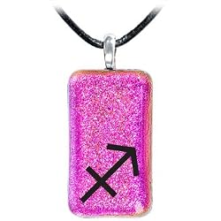 Holly Lynn Pink Sagittarius Zodiac Dichroic Glass Necklace
