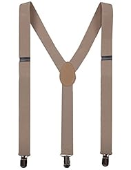 Apparel: BODY STRENTH Elastic Suspenders Strong Clips with Colorful Dots Beige