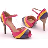 EyeCatchShoes - Women's Vegas Platform Peeptoe Shoes