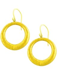 14 Karat Yellow Gold Textured Circle of Life Dangle Earrings