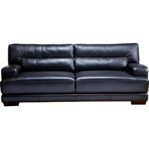 Cindy Crawford Home Bellamy Black Leather Sofa