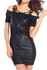 Short Sleeves Lace Checkered Print Faux-Leather/Polyester Spring Summer Winter Bodycon Dress/Midi Dress 