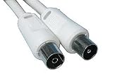 Straight coax plug to straight coax socket 3C2V coax cable (75 Ohm) - Colour: White - Length: 5.00 m