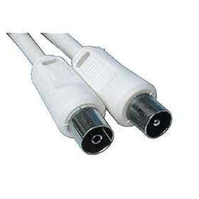 Straight coax plug to straight coax socket 3C2V coax cable (75 Ohm) - Colour: White - Length: 5.00 m
