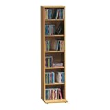Wall CD DVD Blu-Ray Movie Multi Media Storage Organizer Tower Rack Cabinet (without doors) - Adjustable Shelves - OAK