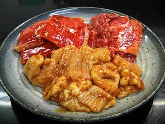 秋のお試し焼肉セット！満足合計750g　醤油たれ漬牛ハラミ250g・醤油タレ漬けロース250g・味噌たれ漬けテッチャン250g