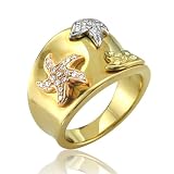 18k Gold Star White, Pink and Yellow Diamond Ring / Band, Size 7 - 0.29 carat