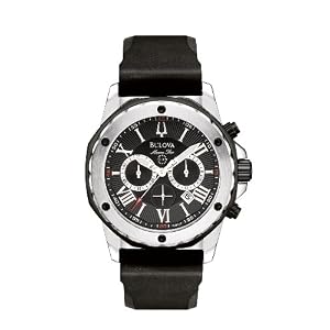 Buy Bulova Mens Marine Star Black Dial Strap Watch #98B127 by Bulova