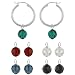 Sterling Silver Hoop Earrings with Interchangeable Aurora Boreale, Dark Green, Red, Black and Dark Blue Swarovski Element Drops picture