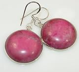 Pink Beauty, Sea Sediment Jasper & Sterling Silver earrings - 9.20g of pure 925 Sterling Silver with Sea Sediment Jasper 1 1/2, 3/4, 1/4 inch - entirely handmade by the most gifted artisans - one of a kind world wide item, only 1 piece available