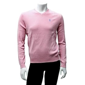 PoloRalphLaurenMensPinkPimaCottonSweaterInLarge