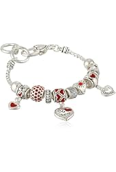 Silver-Tone Heart Charm Bracelet, 7.5"