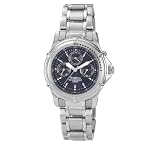 Armitron Men's 20/1569BLU Silver-Tone Stainless-Steel Blue Multi-Function Dial Dress Watch
