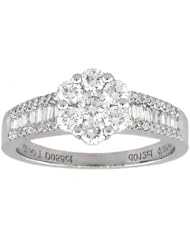 0.95ct tw Round and Baguette Diamond Ring set in 18k Gold