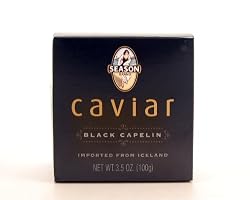 Season Black Capelin Caviar from Iceland, 3.5-Ounce Glass Jars (Pack of 4)