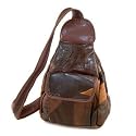 Brown Embossed Leather Patchwork Sling MINI Backpack Style Handbag