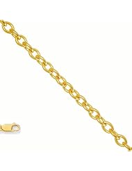 14k Solid Yellow Gold 0.7 mm (1/32 Inch) Round Cable Chain Necklace 16" w/ Lobster Claw Clasp