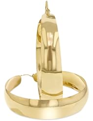 Ladies14K Yellow Gold Hi Polish Laser / Diamond cut Bangle Earrings 13.7mm Wide - 208-11