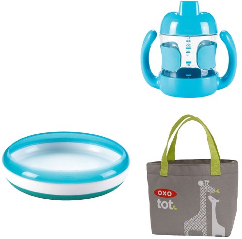 【amazon.co.jp限定】 トレーニングプレート&ハンドル付きシッピーカップ アクア(ノベルティバッグつき)