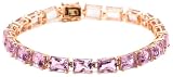 10k Rose Gold Pink Amethyst Rectangular Cut Bracelet, 7.25
