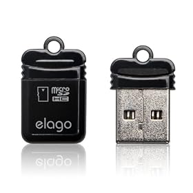 elago Mobile Nano I USB 2.0 microSDHC Flash Memory Card Reader (Black) by elago
