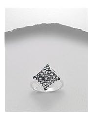 Black CZ Ring In 92.5 Sterling Silver