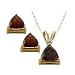 Jewelry : 10K Yellow Gold with Trillion Cut Garnet Necklace and Earrings Set